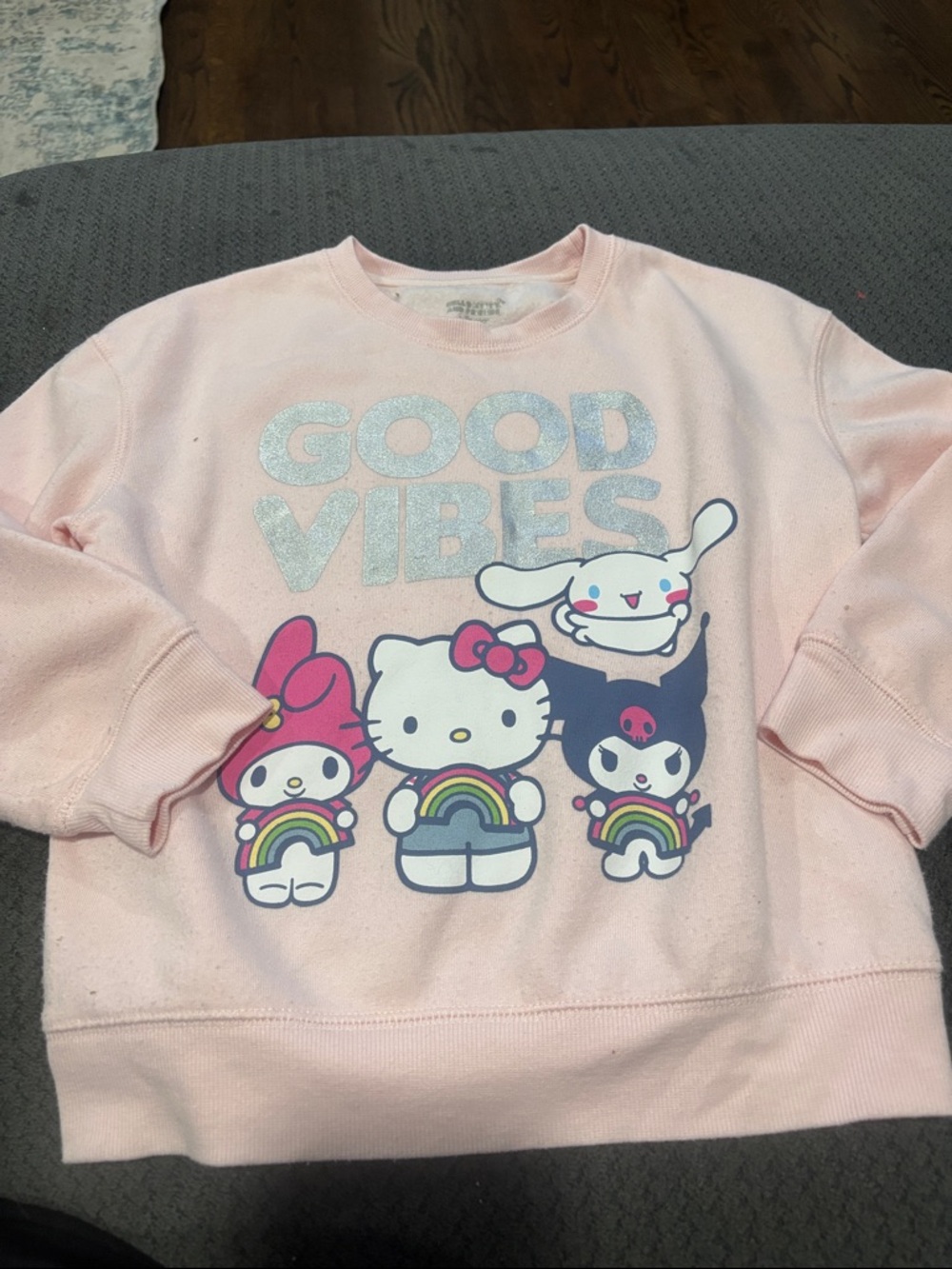 🟢10/$10 - Hello Kitty 'Good Vibes' Pink Kids Sweatshirt